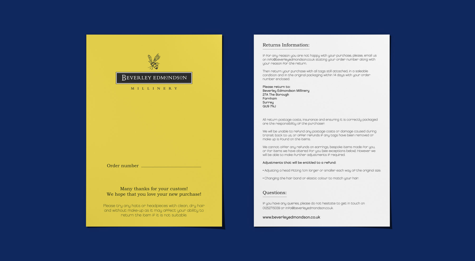 Marketing Materials – Order/Returns Flyer