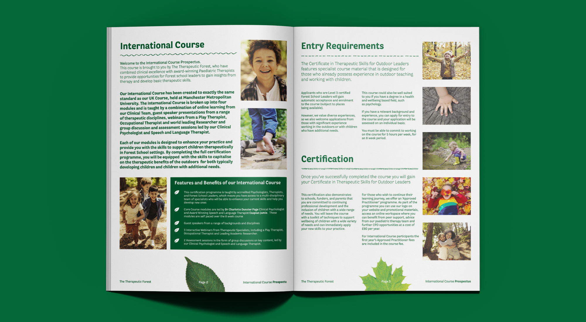 Marketing Materials for the Certificate in Adult Mental Health and Wellbeing for Outdoor Leaders Double Page Spread