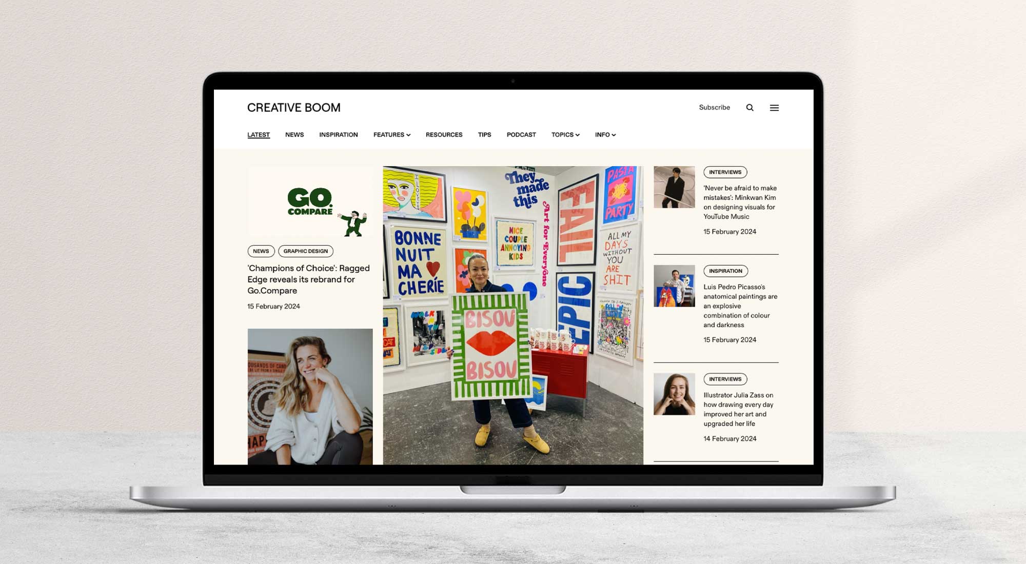 Creative Boom Homepage displaying design inspiration