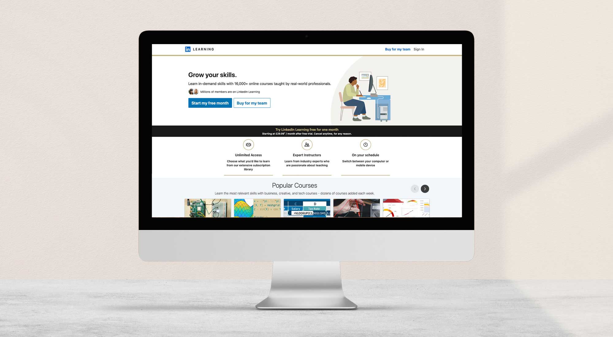 LinkedIn Learning Website Homepage